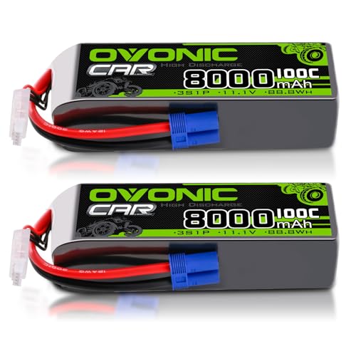 OVONIC 3s Lipo Akku 11.1V 8000mAh 100C mit EC5 Stecker für Auto FPV UAV RC Boot Flugzeug Helikopter Multirotor (2 Stück) von OVONIC