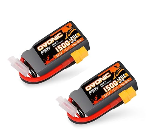 OVONIC 3s Lipo Akku 1500mAh 120C 11.1V Lipo mit XT60 Stecker für FPV RC Flugzeug Auto RC Quadcopter Hubschrauber LKW Boot Hobby (2 Packs OVONIC 3s Lipo Akku 1500mAh 120C 11.1V Lipo mit XT60 Stecker für FPV RC Flugzeug Auto RC Quadcopter Hubschrauber LKW Boot Hobby (2 Packs von OVONIC