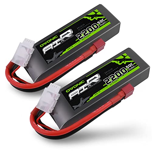 OVONIC 3s Lipo Akku 2200mAh 50C 11.1v mit Deans-Stecker für RC Auto Boat Truck Flugzeug Hubschrauber Multi-Motor Hobby DIY Teile（2 Packs） von OVONIC