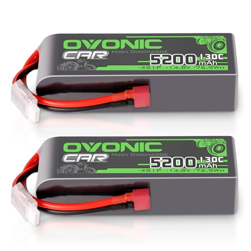 OVONIC 4s Lipo Akku 14.8V 5200mAh 130C mit Deans T Stecker Lipo Batterie für RC Auto Truck Truggy Quadcopter Hubschrauber LKW Boot Flugzeug(2PCS) von OVONIC
