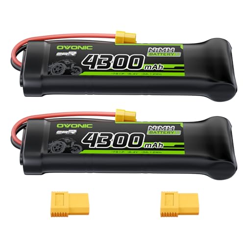 OVONIC 8,4 V NiMH RC Akku 4300mAh Flacher mit XT60- und TRA-Anschluss für RC Auto Truck Truggy(2 Packs OVONIC 8,4 V NiMH RC Akku 4300mAh Flacher mit XT60- und TRA-Anschluss für RC Auto Truck Truggy(2 Packs von OVONIC