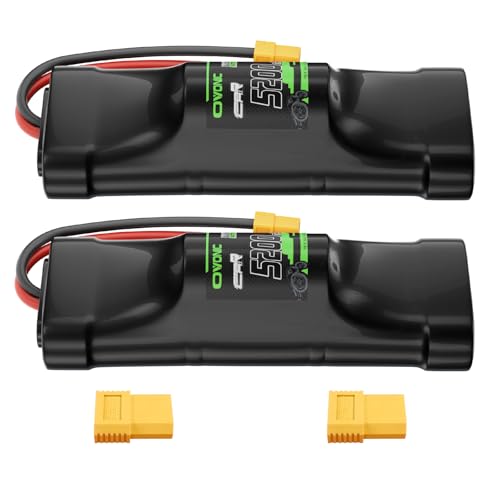 OVONIC 8,4 V RC NiMH Akku Hump 5200mAh mit XT60- und TRA-Anschluss für RC Auto Truck Truggy(2packs) von OVONIC