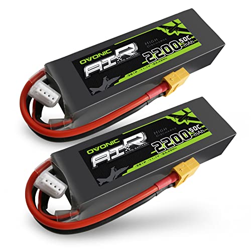 OVONIC Lipo RC Akku 11.1V 2200mAh 50C 3S mit XT60 für RC Evader BX Auto RC Truck RC Truggy RC Flugzeug UAV Drohne FPV（2 Packs ） von OVONIC