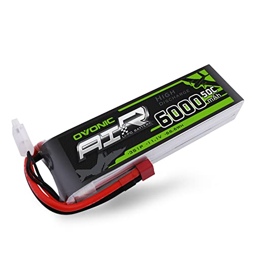 OVONIC RC Lipo Akku 3S 11.1V 6000mAh 50C Deans T Stecker LiPo Batterie Zellen für FPV UAV RC Flugzeug Auto Evader BX Quadcopter Hubschrauber LKW Boot (1 Stück) von OVONIC