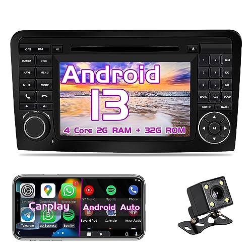 OVRICH Android 13 Autoradio mit Carplay, Android Auto für Mercedes Benz ML GL W164 X164 Radio Stereo Multimedia GPS Navigation,FM,Bluetooth,SWC,WiFi,7'',DVD-Player, [2G RAM + 32G ROM] von OVRICH