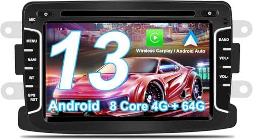 OVRICH Android Autoradio für Dacia Duster Renault Logan Sandero Radio Stereo Multimedia mit Wireless Carplay Android Auto, GPS Navigation, FM, Bluetooth, SWC, WIFI, 4G,7'', DVD-Player von OVRICH