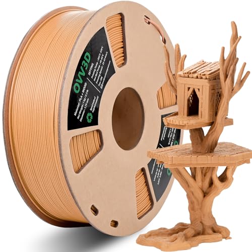 OVV3D Holz-PLA-Filament, 1,75 mm, 3D-Drucker-Filament, gelbes Teakholz-Filament, fügt mehr als 30 % echte Holzfaser hinzu, mattes und mattiertes 3D-Filament, 1,75 PLA-Filament, Holz, 3D-Druck-Filament von OVVNYXE