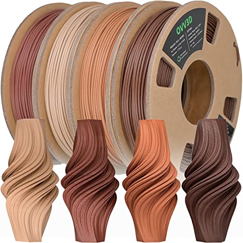 OVV3D Wood 3D Printer Filament Bundle, Wood PLA Filament 1.75mm Bundle, Wood Filament More Than 30% Real Wood Fiber, Walnut, Oak, Cherry, Teak, 1.75 PLA Filament 3D Printing Filament, 200g X 4 Pack OVV3D Wood 3D Printer Filament Bundle, Wood PLA Filament 1.75mm Bundle, Wood Filament More Than 30% Real Wood Fiber, Walnut, Oak, Cherry, Teak, 1.75 PLA Filament 3D Printing Filament, 200g X 4 Pack von OVVNYXE