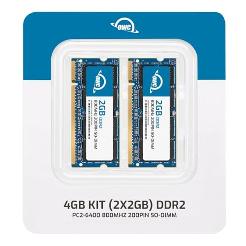 OWC - 4GB Memory Upgrade Kit - 2 x 2GB PC6400 DDR2 800MHz SO-DIMMs für Apple iMac Intel (April 2008), MacBook (White) 213GHz (May 2009), und kompatible PCs von OWC