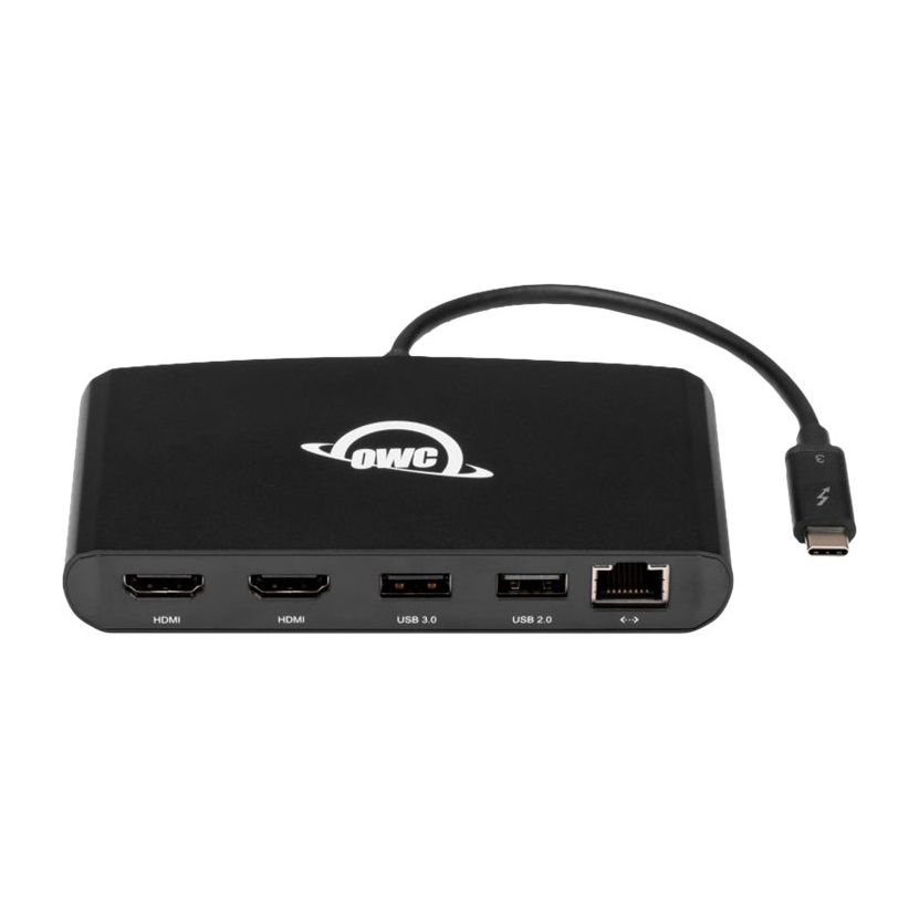 OWC Thunderbolt 3 Mini Dockingstation, 5 Ports, Verbinden Sie bis zu zwei 4K-Displays, Gigabit-Ethernet-Anschluss, Integriertes Kabel von OWC