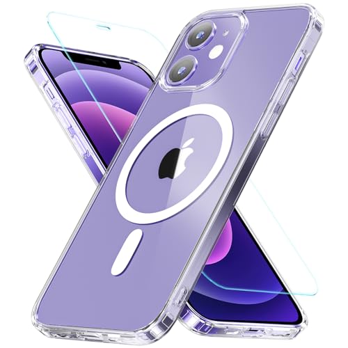 Für iPhone 12 Hülle,iPhone 12 Pro Hülle für Magsafe mit Panzer Schutz Glas,[Schutz in Militärqualität] Stoßfest Magnetisch Handyhülle iPhone 12|iPhone 12 Pro Case Dünn Outdoor Cover Schutzhülle,Klar von OWKEY