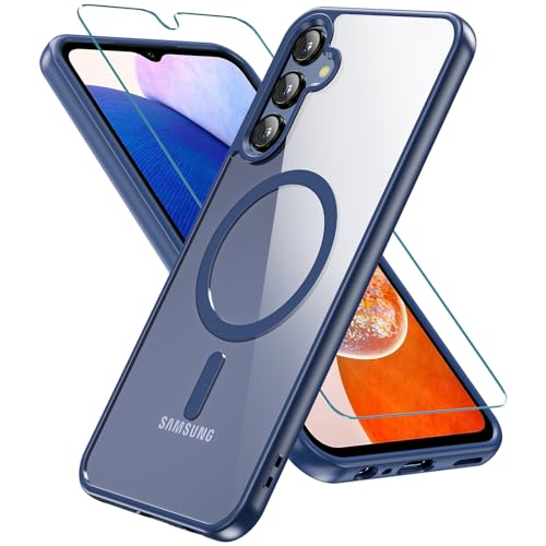 OWKEY Hülle für Samsung Galaxy A15, Magnetisch Schutzhülle mit Schutzfolie Dünn Transparent Militärschutz Handyhülle Case für Samsung Galaxy A15 5G/4G (Blau) von OWKEY