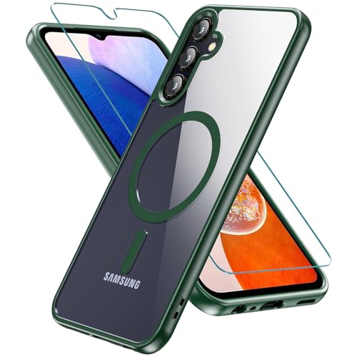 OWKEY Hülle für Samsung Galaxy A15, Magnetisch Schutzhülle mit Schutzfolie Dünn Transparent Militärschutz Handyhülle Case für Samsung Galaxy A15 5G/4G (Grün) von OWKEY