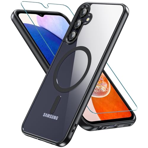 OWKEY Hülle für Samsung Galaxy A15, Magnetisch Schutzhülle mit Schutzfolie Dünn Transparent Militärschutz Handyhülle Case für Samsung Galaxy A15 5G/4G (Schwarz) von OWKEY