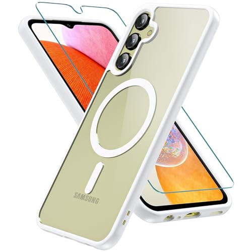 OWKEY Hülle für Samsung Galaxy A15, Magnetisch Schutzhülle mit Schutzfolie Dünn Transparent Militärschutz Handyhülle Case für Samsung Galaxy A15 5G/4G (Weiß) von OWKEY