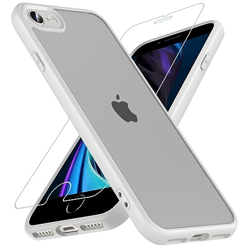 OWKEY Hülle für iPhone SE 2020/iPhone SE 2022 (iPhone SE 2/3), iPhone 8/iPhone 7 Hülle mit [1 * 9H Schutzglas] Schutzhülle, Silikon Matte Dünne Case Handyhülle für iPhone 8/7/6S/6 (Grau) von OWKEY