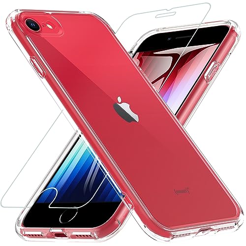 OWKEY Hülle für iPhone SE 2020/iPhone SE 2022 (iPhone SE 2/3), iPhone 8/iPhone 7 Hülle mit [1 * 9H Schutzglas] Schutzhülle, Silikon Matte Dünne Case Handyhülle für iPhone 8/7/6S/6 (Klar) von OWKEY