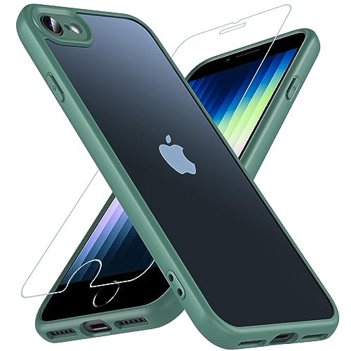 OWKEY Hülle für iPhone SE 2020/iPhone SE 2022 (iPhone SE 2/3), iPhone 8/iPhone 7 Hülle mit [1 * 9H Schutzglas] Schutzhülle, Silikon Matte Dünne Case Handyhülle für iPhone 8/7/6S/6 (Olivgrün) von OWKEY