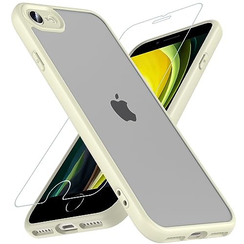 OWKEY Hülle für iPhone SE 2020/iPhone SE 2022 (iPhone SE 2/3), iPhone 8/iPhone 7 Hülle mit [1 * 9H Schutzglas] Schutzhülle, Silikon Matte Dünne Case Handyhülle für iPhone 8/7/6S/6 (Weiß) von OWKEY