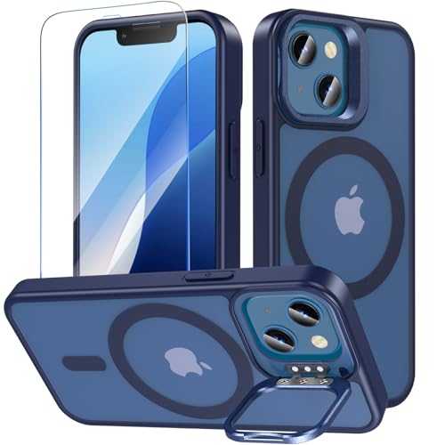 OWKEY Magnetisch für iPhone 13 Mini Hülle/iPhone 12 Mini Hülle mit Ständer,Durchscheinend Matt Schutzhülle mit Panzer Schutz Glas,Kompatibel mit MagSafe,Militär Fallschutz Stoßfest Handyhülle,Blau OWKEY Magnetisch für iPhone 13 Mini Hülle/iPhone 12 Mini Hülle mit Ständer,Durchscheinend Matt Schutzhülle mit Panzer Schutz Glas,Kompatibel mit MagSafe,Militär Fallschutz Stoßfest Handyhülle,Blau von OWKEY