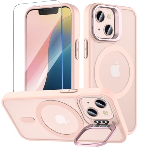 OWKEY Magnetisch für iPhone 13 Mini Hülle/iPhone 12 Mini Hülle mit Ständer,Durchscheinend Matt Schutzhülle mit Panzer Schutz Glas,Kompatibel mit MagSafe,Militär Fallschutz Stoßfest Handyhülle,Rosa OWKEY Magnetisch für iPhone 13 Mini Hülle/iPhone 12 Mini Hülle mit Ständer,Durchscheinend Matt Schutzhülle mit Panzer Schutz Glas,Kompatibel mit MagSafe,Militär Fallschutz Stoßfest Handyhülle,Rosa von OWKEY