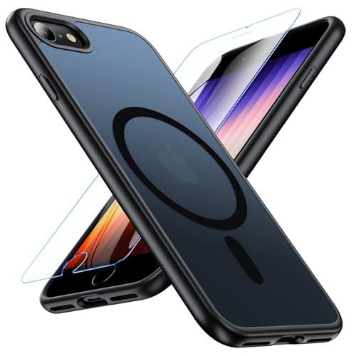 OWKEY Magnetisch für iPhone SE Hülle 2022/2020, Kompatibel mit Magsafe SE Handyhülle mit Displayschutzfolie, Schwarz OWKEY Magnetisch für iPhone SE Hülle 2022/2020, Kompatibel mit Magsafe SE Handyhülle mit Displayschutzfolie, Schwarz von OWKEY