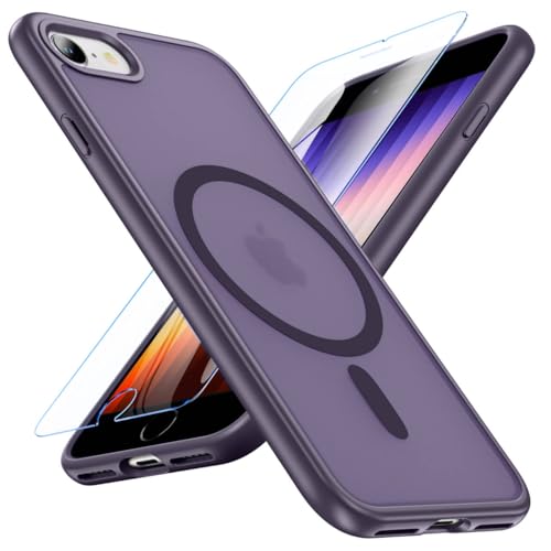OWKEY Magnetische Schutzhülle für iPhone SE 2022/2020/3rd/2rd, iPhone 8/7, kompatibel mit MagSafe SE Handyhülle mit Displayschutzfolie, stoßfest, matt, durchscheinend, harte Rückseite, schlanke OWKEY Magnetische Schutzhülle für iPhone SE 2022/2020/3rd/2rd, iPhone 8/7, kompatibel mit MagSafe SE Handyhülle mit Displayschutzfolie, stoßfest, matt, durchscheinend, harte Rückseite, schlanke von OWKEY