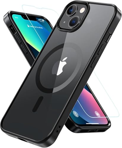 OWKEY Schutzhülle für iPhone 13, magnetische Handyhülle, kompatibel mit Magsafe mit Displayschutzfolie, [Anti-Fingerabdruck], stoßfeste iPhone 13-Handyhülle, schlanke Outdoor-Hülle für iPhone 13, 15,5 von OWKEY