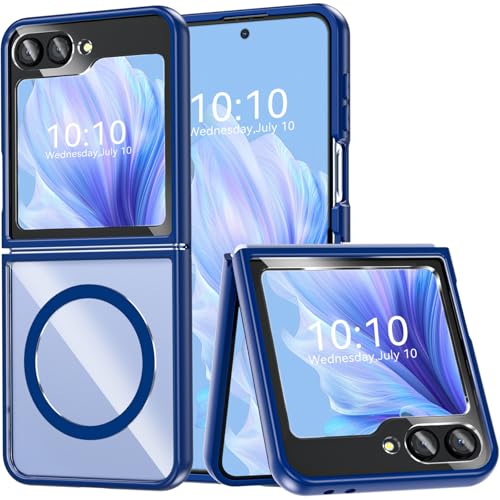 OWKEY Z Flip 6 Hülle, Magnetisch Hülle für Samsung Z Flip 6 Kompatibel mit MagSafe, [Militärschutz Stoßfest] Slim Fallschutz Samsung Galaxy Z Flip 6 Hülle Anti-Scratch Handyhülle für Z Flip 6, Blau von OWKEY