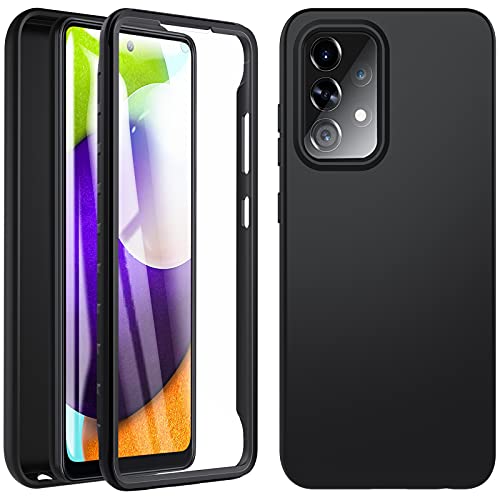 OWKEY für Samsung Galaxy A52 5G&4G / A52s 5G Hülle, 360 Grad Stoßfest Handyhülle Silikon Roubst Cover mit Integriertem Displayschutz Schutzhülle Case Cover (Schwarz) von OWKEY