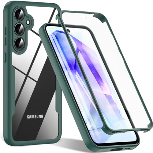 OWKEY für Samsung Galaxy A55 Hülle, Stoßfest Silikon Samsung A55 5G Handyhülle, 360° Rundumschutz Schutzhülle mit Integriertem Displayschutz, Bumper Case für Samsung Galaxy A55 (Grün) von OWKEY