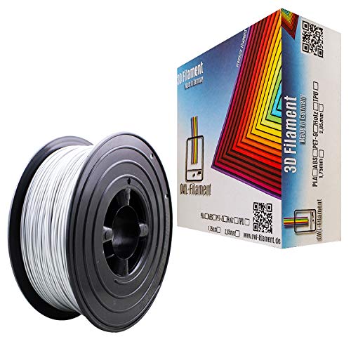 OWL-Filament 3D-Drucker PLA 1,75mm 1kg Spule Rolle (Aluminium Weiß Metallic) von OWL-Filament