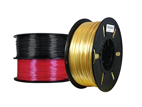 PLA PLA+ 3 er Set Shiney Silk Seidenoptik Black Pearl/Onyx Yellow/Royal Red 1,75mm 3D Drucker 3kg von OWL-Filament