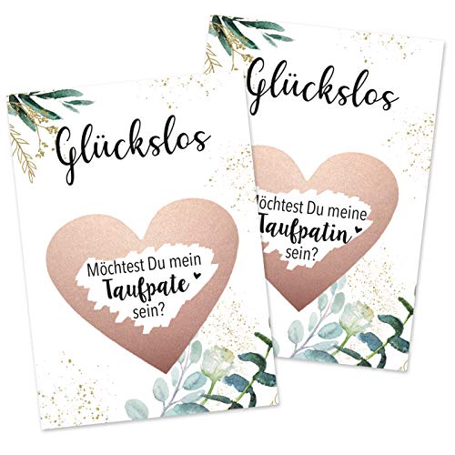 OWLBOOK 2er Set Rubbelkarte Taufpatin und Taufpate Fragen Karte mit Rubbelherz Rosa Geschenke Geschenkideen für die Pateneltern Paten zur Taufe von OWLBOOK