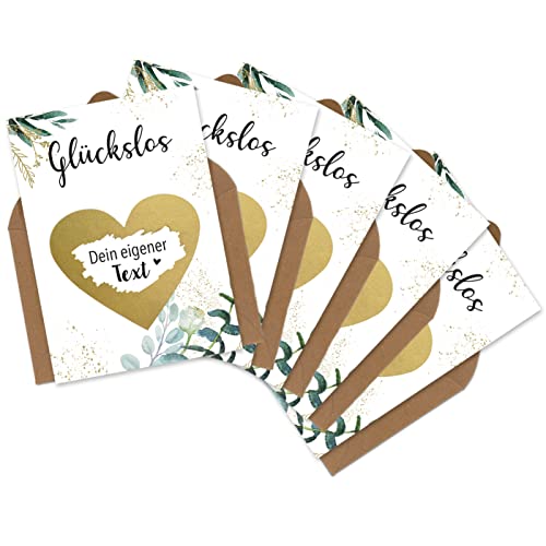 OWLBOOK 5 Rubbelkarten Karte zum selber beschriften - Glückslos - Rubbellos für eigenen Text Geschenke Geschenkideen Gutschein für Frauen von OWLBOOK