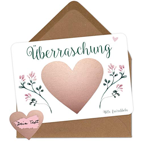 OWLBOOK 5 Rubbelkarten zum selber beschriften - Überraschung - Rubbellos für eigenen Text Geschenke Geschenkideen für die Familie zum Schwangerschaft verkünden von OWLBOOK