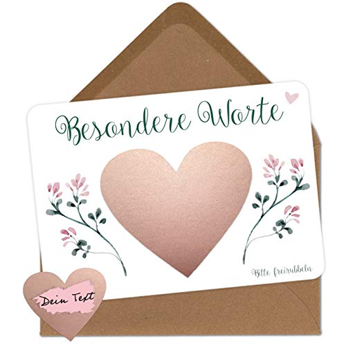 OWLBOOK 5 Rubbelkarten zum selber beschriften - besondere Worte - Rubbellos für eigenen Text Geschenke Geschenkideen für Freund Freundin Mann und Frau zu Weihnachten von OWLBOOK