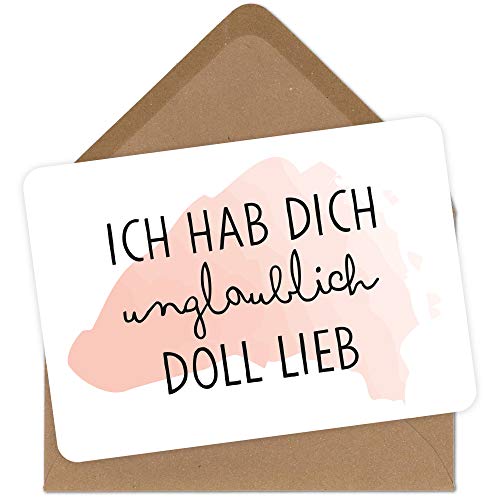 OWLBOOK Grußkarte hab dich unglaublich doll lieb Geschenkkarte mit Briefumschlag Geschenke Geschenkideen für Frauen zum Valentinstag von OWLBOOK