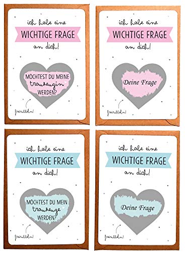 OWLBOOK Rubbelkarte 4er Set Trauzeugen Rubbellos mit wichtige Frage Geschenke Geschenkideen für Trauzeugin zur Hochzeit & Verlobung von OWLBOOK