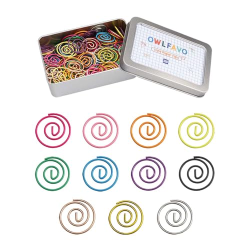 OWLFAVO 132 Stück kleine kreisförmige Büroklammern mit transparenter Box, 11 Farben, lustige niedliche Büroklammern, Lesezeichen, Planer-Clips für Spaß, Bürobedarf, Schulgeschenke, Hochzeitsdekoration OWLFAVO 132 Stück kleine kreisförmige Büroklammern mit transparenter Box, 11 Farben, lustige niedliche Büroklammern, Lesezeichen, Planer-Clips für Spaß, Bürobedarf, Schulgeschenke, Hochzeitsdekoration von OWLFAVO