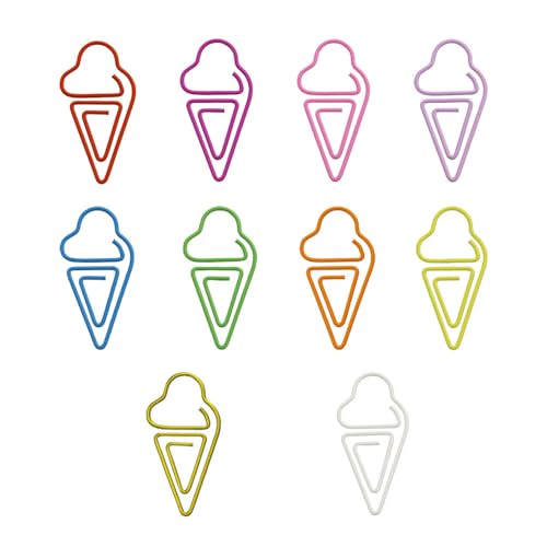 OWLFAVO Büroklammern in Eiscreme-Form mit transparenter Box, 10 Farben, lustige niedliche Büroklammern, Lesezeichen, Planer-Clips für Spaß, Bürobedarf, Schulgeschenke, Hochzeitsdekoration, 100 Stück OWLFAVO Büroklammern in Eiscreme-Form mit transparenter Box, 10 Farben, lustige niedliche Büroklammern, Lesezeichen, Planer-Clips für Spaß, Bürobedarf, Schulgeschenke, Hochzeitsdekoration, 100 Stück von OWLFAVO