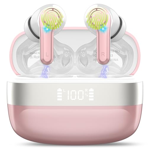 Bluetooth Kopfhörer, Neue Kopfhörer Kabellos Bluetooth 5.3 In Ear Kopfhörer mit 4 ENC Mic, Kabellose Kopfhörer Tiefer Bass 48 Std Earbuds, LED-Anzeige, IPX7 Wasserdichte Ohrhörer für iOS Android von OWMSIC