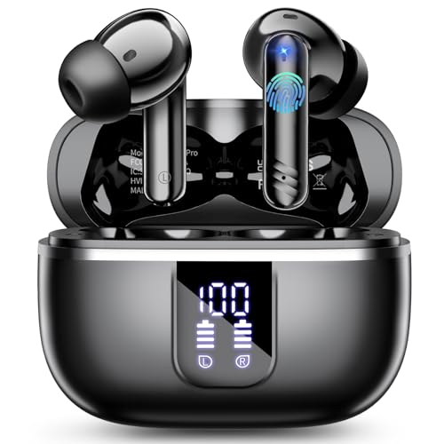 Bluetooth Kopfhörer, 2025 In Ear Kopfhörer Kabellos Bluetooth 5.4 mit 4 ENC Noise Cancelling Mic, 38 Std Ohrhörer mit LED Anzeige, Ergonomie, IPX7 Wasserdichtes Earbuds Kompatibel IOS Android, USB-C von OWMSIC