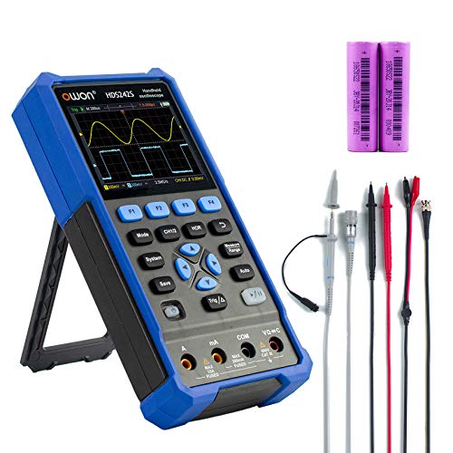 OWON HDS242S Handoszilloskop, 40 MHz Bandbreite 3 in 1 Digitaloszilloskop mit 3,5 Zoll LCD 20000 Zählimpulse (Oszilloskop + Multimeter + Generator) von OWON