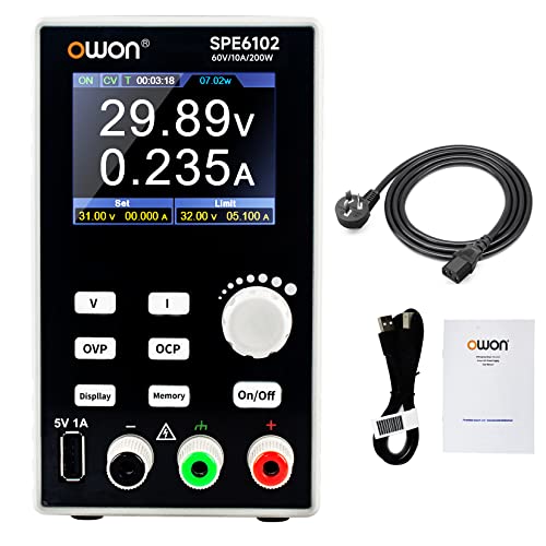 OWON SPE6102 Programmierbares DC-Netzteil, 200 W, 60 V/10 A, hochpräziser 4 stelliger Mehrfachschutz, 2,8 Zoll TFT LCD Display mit USB Anschluss, unterstützt SCPI Labornetzteil OWON SPE6102 Programmierbares DC-Netzteil, 200 W, 60 V/10 A, hochpräziser 4 stelliger Mehrfachschutz, 2,8 Zoll TFT LCD Display mit USB Anschluss, unterstützt SCPI Labornetzteil von OWON
