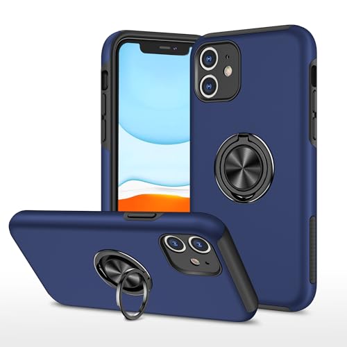 Sturzsichere Handyhülle Kompatibel mit iPhone 11 Hülle mit drehbarem Ringständer, schlanke, stoßfeste Hartschale, robuste Ganzkörperschutzhülle Compatible with iPhone 11 Passgenaue Handyhülle(Blue) von OWSIHNZBF