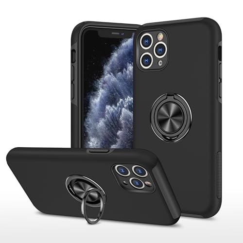 Sturzsichere Handyhülle Kompatibel mit iPhone 11 Pro Hülle mit drehbarem Ringständer, schlanke, stoßfeste Hartschale, Ganzkörper-Schutzhülle Compatible with iPhone 11 Pro Passgenaue Handyhülle(Black) Sturzsichere Handyhülle Kompatibel mit iPhone 11 Pro Hülle mit drehbarem Ringständer, schlanke, stoßfeste Hartschale, Ganzkörper-Schutzhülle Compatible with iPhone 11 Pro Passgenaue Handyhülle(Black) von OWSIHNZBF