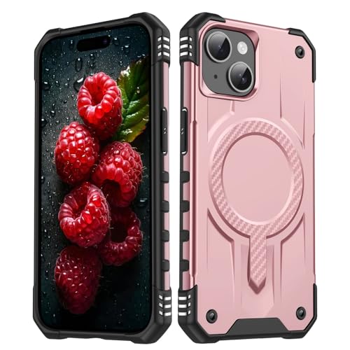 Sturzsichere Handyhülle Kompatibel mit iPhone 14 Plus Hülle, klassische Hybrid-Magnet-Handyhülle, schlanke, stoßfeste Standard-Fallschutzhülle, kratzfeste Rückseite Passgenaue Handyhülle(Rose) von OWSIHNZBF