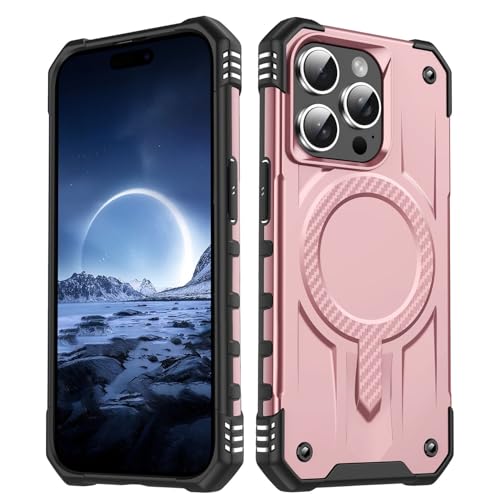 Sturzsichere Handyhülle Kompatibel mit iPhone 15 Pro Hülle, klassische Hybrid-Magnet-Handyhülle, schlanke, stoßfeste Standard-Fallschutzhülle, kratzfeste Rückseite Passgenaue Handyhülle(Rose) von OWSIHNZBF