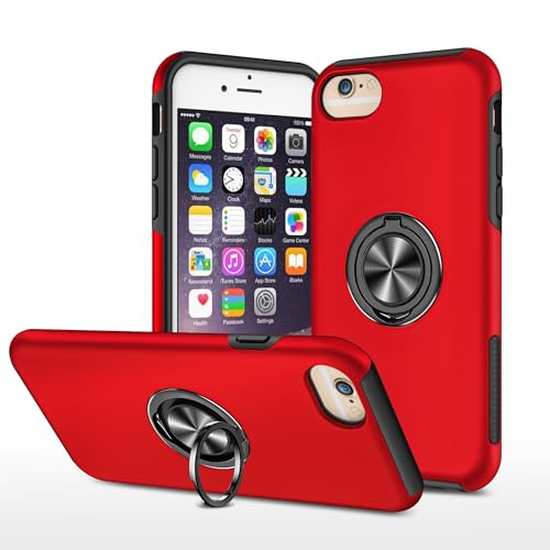 Sturzsichere Handyhülle Kompatibel mit iPhone 6 Hülle mit drehbarem Ringständer, schlanke, stoßfeste Hartschale, robuste Ganzkörperschutzhülle Compatible with iPhone 6 Passgenaue Handyhülle(Red) Sturzsichere Handyhülle Kompatibel mit iPhone 6 Hülle mit drehbarem Ringständer, schlanke, stoßfeste Hartschale, robuste Ganzkörperschutzhülle Compatible with iPhone 6 Passgenaue Handyhülle(Red) von OWSIHNZBF